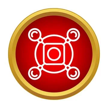 Network hub connection icon on red button Stock Illustration