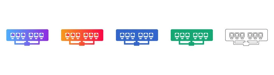 Network Hub Connectivity Icon Collection Stock Illustration