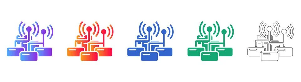 Network Hub Connectivity Icon Set 스톡 일러스트