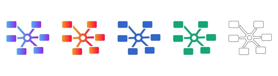Network Hub Connectivity Icons Set Stock Illustration