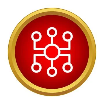 Network hub icon distributing connections in a red circle イラスト素材