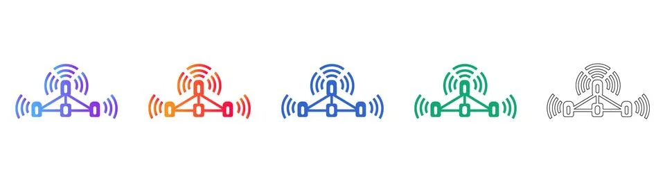 Network Hub Icon Set for Connectivity Stock-Illustration