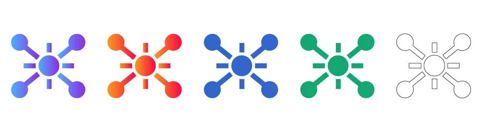 Network Hub Icons Representing Connectivity and Data Stock Illustration