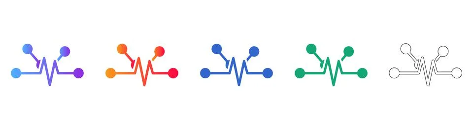Network Hub Pulse Node Icons Stock Illustration