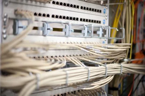 Network Hub Uplink in Data Center Stock Photos