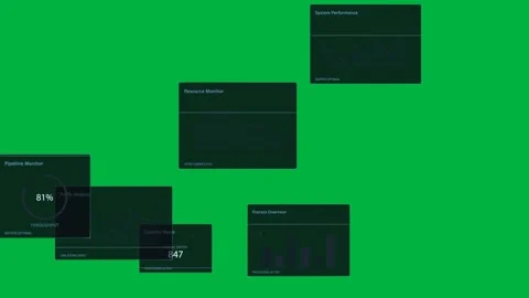 Network HUD assembling on transparent field, dotted link drawing panels showing Stock Footage 333972507