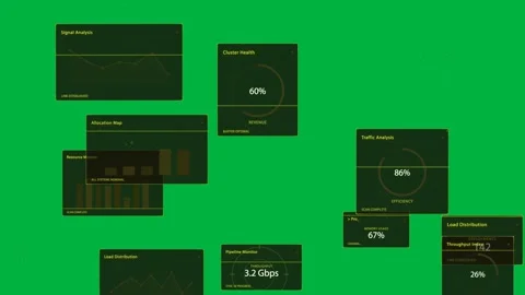 Network HUD loading, drawing dotted paths and ring glyphs on transparent void, Stock Footage 334118886