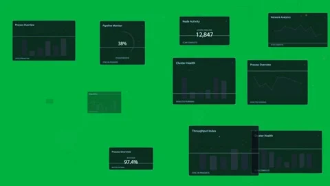 Network HUD loading on transparent bg linking nodes via dotted lines, showing Stock Footage 333972488