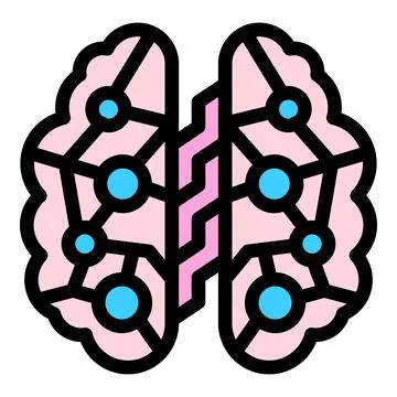 Network human brain icon color outline vector Stock Illustration