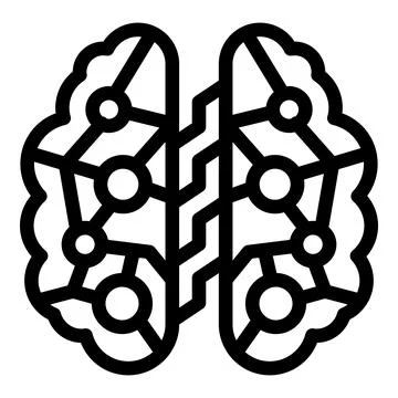 Network human brain icon, outline style 스톡 일러스트