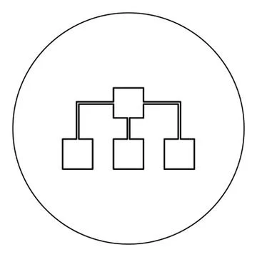 Network icon black color in circle vector illustration isolated Stock Illustration