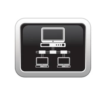 Network icon on black silver button Stock Illustration