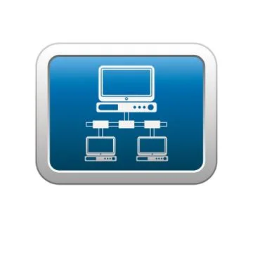 Network icon on blue with silver rectangle Illustrazione stock