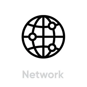 Network icon. Editable Vector Stroke. Stock Illustration
