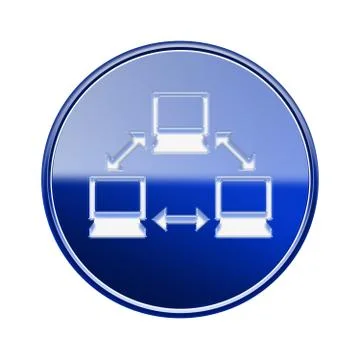 Network icon glossy blue, isolated on white background. Stock-Illustration