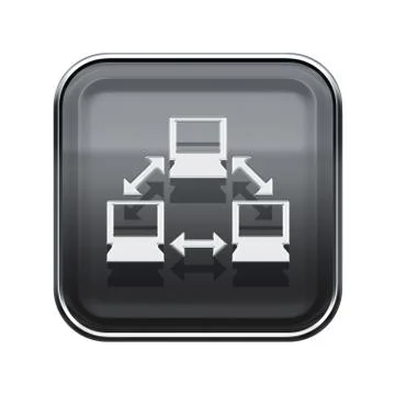 Network icon glossy grey, isolated on white background. Иллюстрация