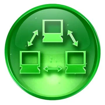 Network icon green, isolated on white background. Stock-Illustration