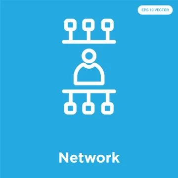 Network icon isolated on blue background Free Stock Illustration