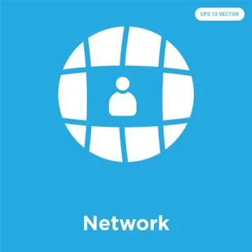 Network icon isolated on blue background Illustrazione stock gratuita
