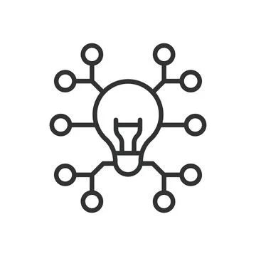 Network icon in line design. digital network, idea connection, technology nodes Stock Illustration