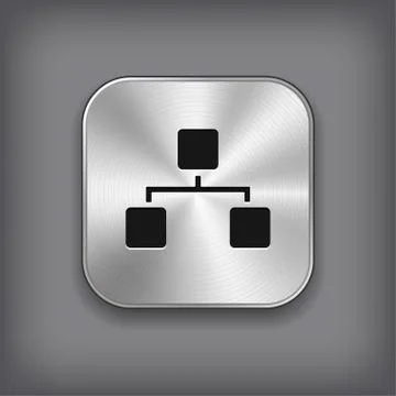 Network icon - metal app button Stock Illustration