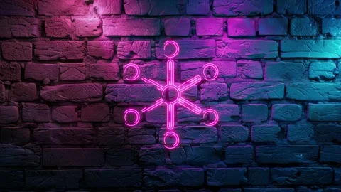 Network Icon neon icon on brick wall background Stock Footage 276163143