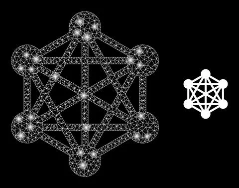 Network Icon - Polygonal Mesh with Constellation Nodes Illustrazione stock