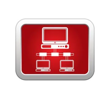 Network icon on red silver button Stock Illustration