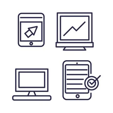 Network icon set collection vector Stock Illustration