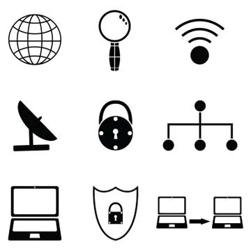 Network icon set Illustrazione stock