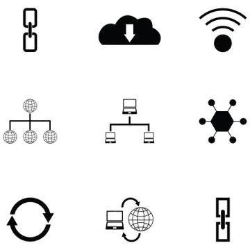 Network icon set Illustrazione stock