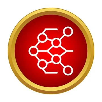 Network icon showing connected nodes and lines on a red background イラスト素材