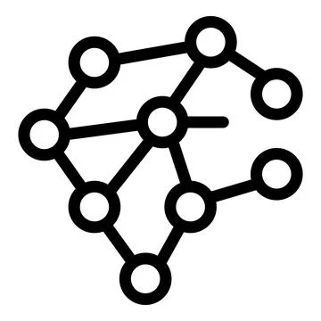 Network icon showing interconnected nodes forming a web Illustrazione stock