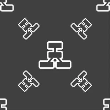 Network icon sign. Seamless pattern on a gray background. Vector Illustrazione stock