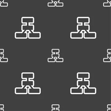 Network icon sign. Seamless pattern on a gray background. Illustrazione stock