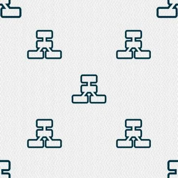 Network icon sign. Seamless pattern with geometric texture. Illustrazione stock