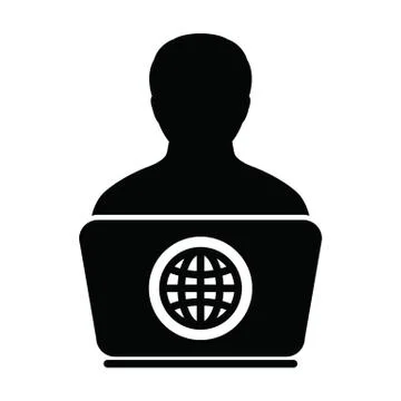 Network icon vector person with laptop computer male user person profile avatar Illustrazione stock