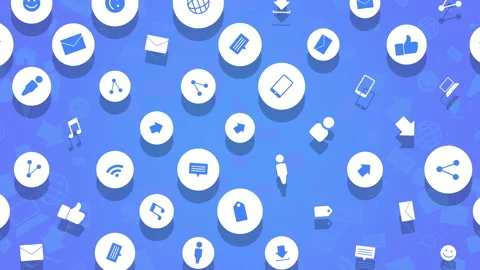 Network icons blue pattern Stock Footage 168665075