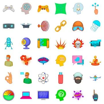Network icons set, cartoon style 스톡 일러스트