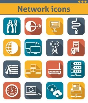 Network Icons Set 스톡 일러스트
