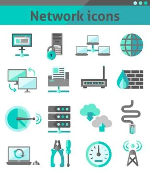 Network icons set Illustrazione stock