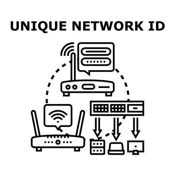 Network identification access point connection concept Illustrazione stock