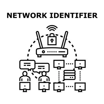 Network identifier concept accessing secured digital connection Stock Illustration