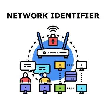 Network identifier concept accessing secured digital connection Stock Illustration