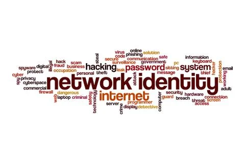 Network identity word cloud concept Illustrazione stock