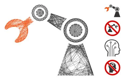 Network Industrial Manipulator Vector Mesh イラスト素材