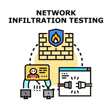 Network infiltration testing identifying security vulnerabilities Stock Illustration