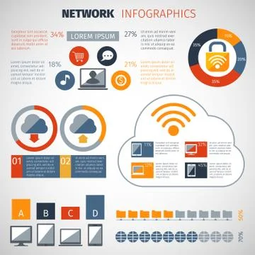 Network Infographics Set Stock Illustration