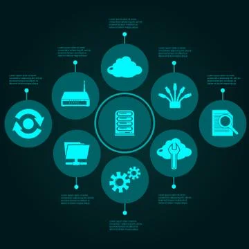 Network Infographics Set 스톡 일러스트