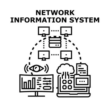 Network information system concept connecting devices and data Stock Illustration